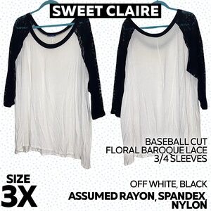 Sweet claire boutique baseball t cut lace sleeves